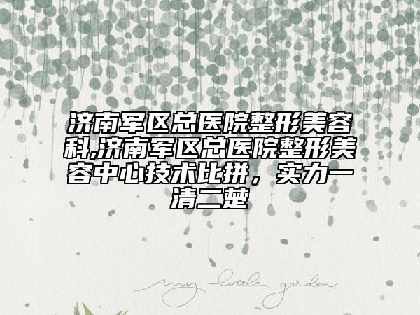 濟南軍區(qū)總醫(yī)院整形美容科,濟南軍區(qū)總醫(yī)院整形美容中心技術(shù)比拼，實力一清二楚