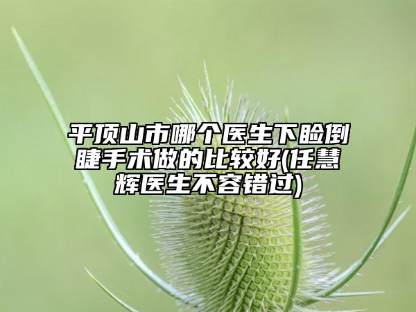 平頂山市哪個(gè)醫(yī)生下瞼倒睫手術(shù)做的比較好(任慧輝醫(yī)生不容錯(cuò)過)