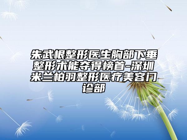 朱武根整形醫(yī)生胸部下垂整形術(shù)能奪得榜首-深圳米蘭柏羽整形醫(yī)療美容門診部
