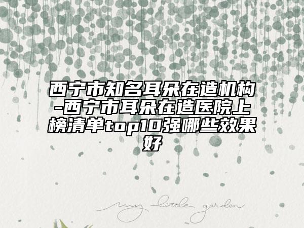 西寧市知名耳朵在造機(jī)構(gòu)-西寧市耳朵在造醫(yī)院上榜清單top10強(qiáng)哪些效果好