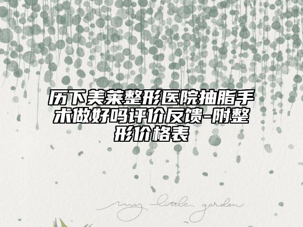 歷下美萊整形醫(yī)院抽脂手術(shù)做好嗎評(píng)價(jià)反饋-附整形價(jià)格表