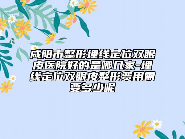 咸陽(yáng)市整形埋線定位雙眼皮醫(yī)院好的是哪幾家-埋線定位雙眼皮整形費(fèi)用需要多少呢