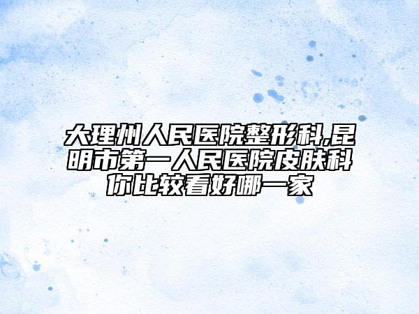 大理州人民醫(yī)院整形科,昆明市第一人民醫(yī)院皮膚科你比較看好哪一家