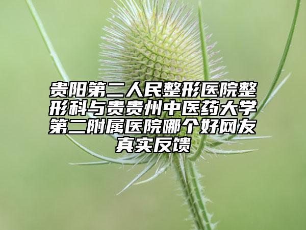 貴陽(yáng)第二人民整形醫(yī)院整形科與貴貴州中醫(yī)藥大學(xué)第二附屬醫(yī)院哪個(gè)好網(wǎng)友真實(shí)反饋