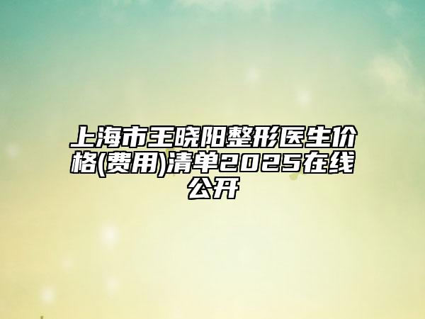 上海市王曉陽整形醫(yī)生價(jià)格(費(fèi)用)清單2025在線公開