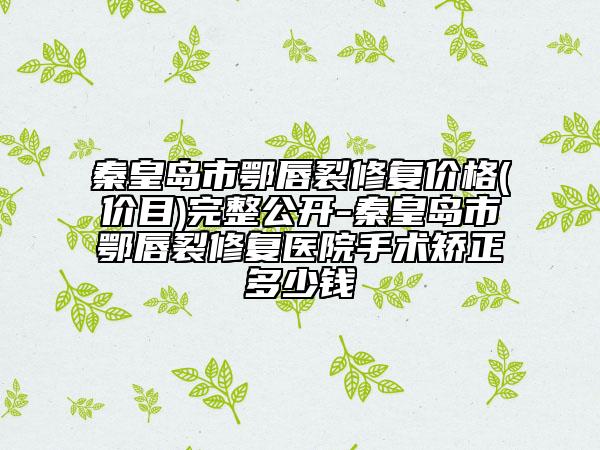 秦皇島市鄂唇裂修復(fù)價(jià)格(價(jià)目)完整公開-秦皇島市鄂唇裂修復(fù)醫(yī)院手術(shù)矯正多少錢