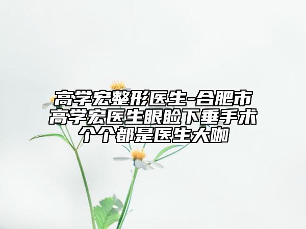 高學(xué)宏整形醫(yī)生-合肥市高學(xué)宏醫(yī)生眼瞼下垂手術(shù)個(gè)個(gè)都是醫(yī)生大咖