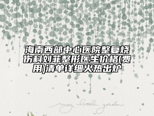 海南西部中心醫(yī)院整復(fù)燒傷科劉菲整形醫(yī)生價(jià)格(費(fèi)用)清單詳細(xì)火熱出爐