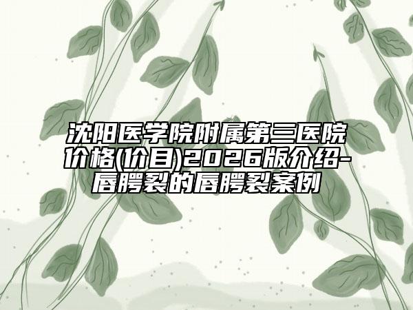 沈陽醫(yī)學(xué)院附屬第三醫(yī)院價格(價目)2026版介紹-唇腭裂的唇腭裂案例