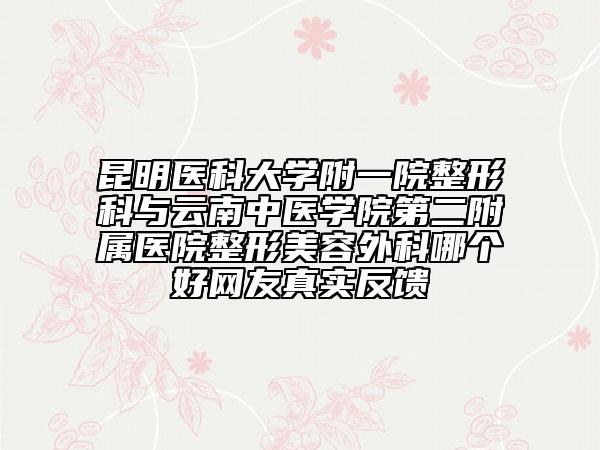 昆明醫(yī)科大學(xué)附一院整形科與云南中醫(yī)學(xué)院第二附屬醫(yī)院整形美容外科哪個(gè)好網(wǎng)友真實(shí)反饋
