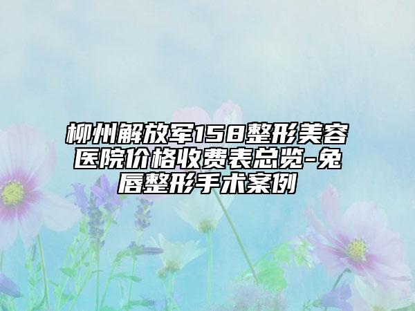 柳州解放軍158整形美容醫(yī)院價格收費表總覽-兔唇整形手術(shù)案例