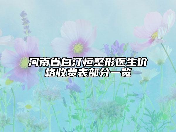 河南省白汀恒整形醫(yī)生價格收費表部分一覽