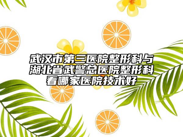武漢市第三醫(yī)院整形科與湖北省武警總醫(yī)院整形科看哪家醫(yī)院技術(shù)好