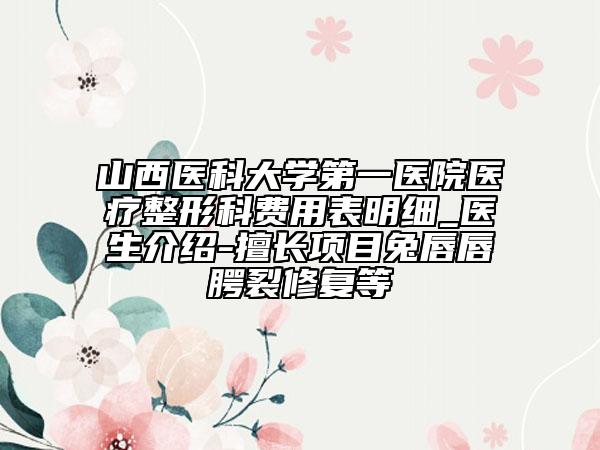 山西醫(yī)科大學(xué)第一醫(yī)院醫(yī)療整形科費(fèi)用表明細(xì)_醫(yī)生介紹-擅長(zhǎng)項(xiàng)目兔唇唇腭裂修復(fù)等