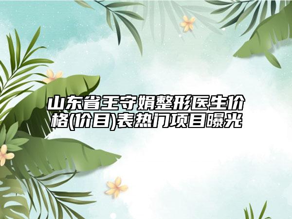 山東省王守娟整形醫(yī)生價(jià)格(價(jià)目)表熱門(mén)項(xiàng)目曝光