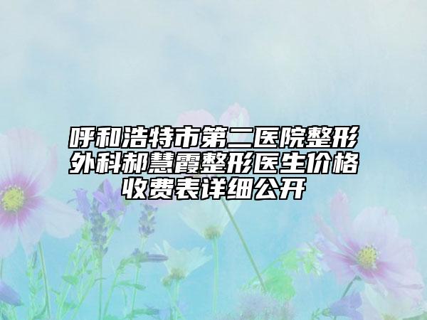 呼和浩特市第二醫(yī)院整形外科郝慧霞整形醫(yī)生價(jià)格收費(fèi)表詳細(xì)公開