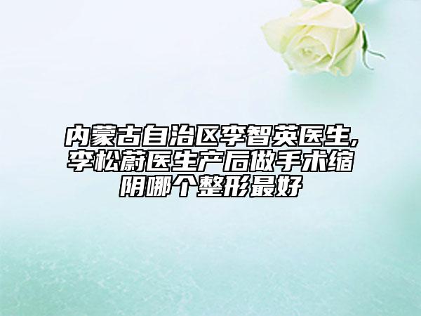 內(nèi)蒙古自治區(qū)李智英醫(yī)生,李松蔚醫(yī)生產(chǎn)后做手術(shù)縮陰哪個(gè)整形最好