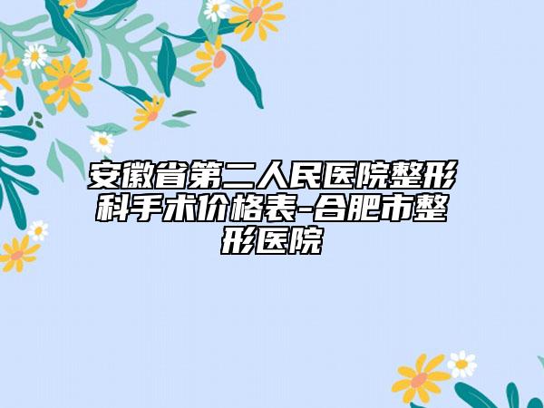 安徽省第二人民醫(yī)院整形科手術(shù)價格表-合肥市整形醫(yī)院