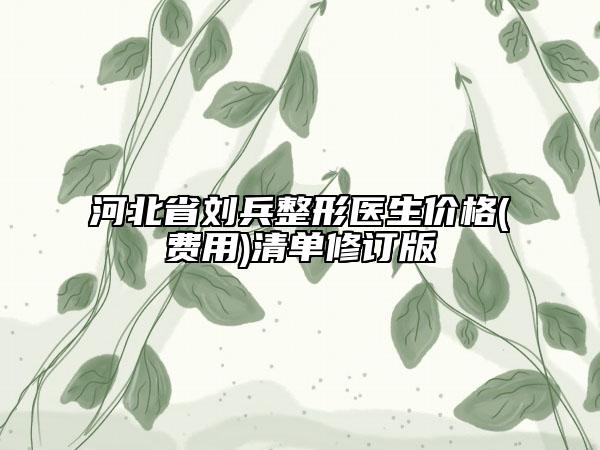 河北省劉兵整形醫(yī)生價格(費用)清單修訂版