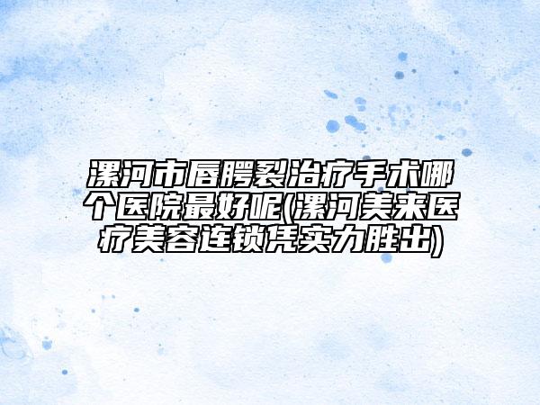 漯河市唇腭裂治療手術(shù)哪個醫(yī)院最好呢(漯河美來醫(yī)療美容連鎖憑實力勝出)