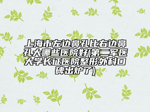 上海市左邊鼻孔比右邊鼻孔大哪些醫(yī)院好(第二軍醫(yī)大學(xué)長征醫(yī)院整形外科口碑出爐了)